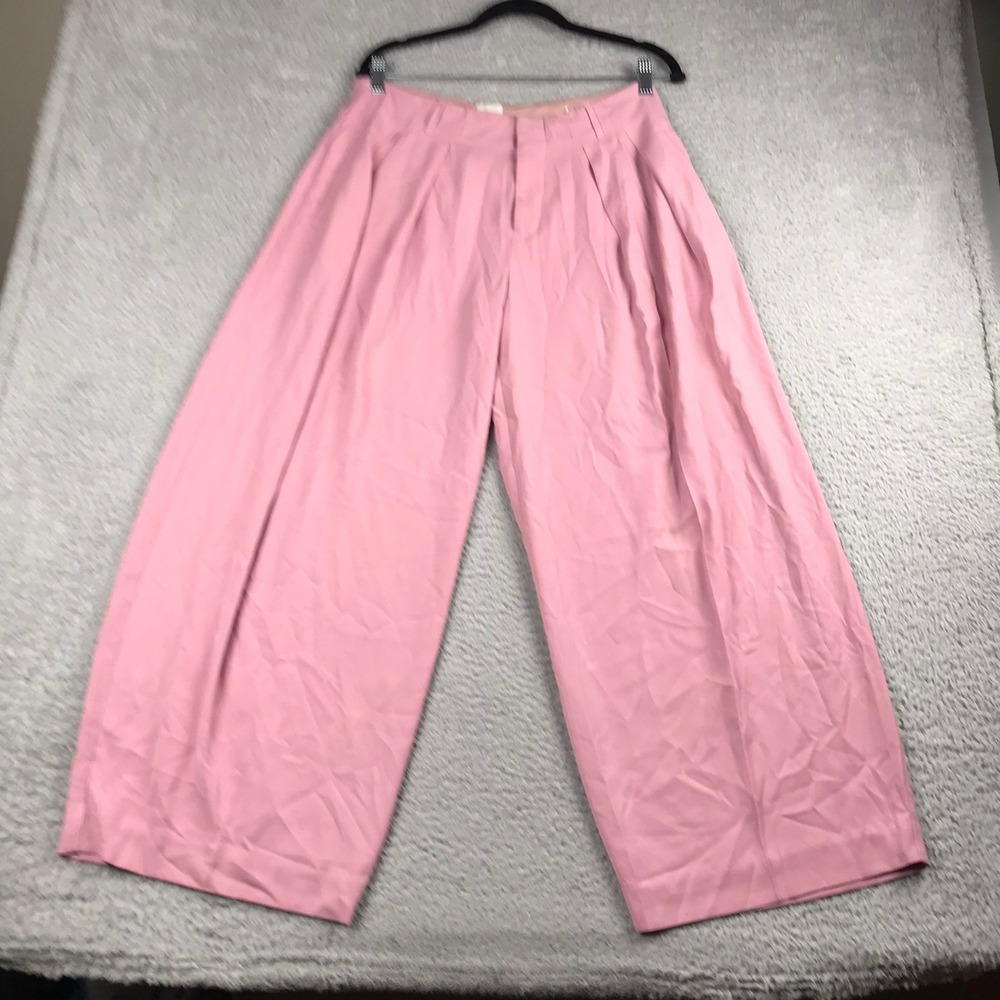 Maeve Pleated Wide Leg Trousers Women‎ 6P (32x29) Pink High Rise Cropped Pants
